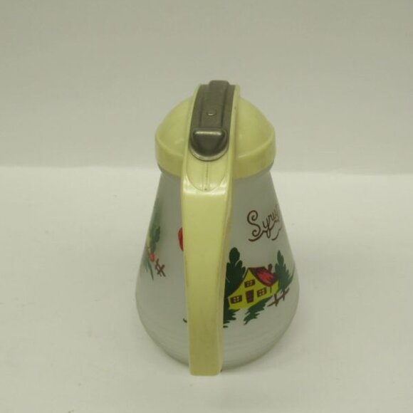 Hazel Atlas Frosted 5 1/4 Inch SYRUP PITCHER with Original Screw On Slide Lid - Picture 4 of 5
